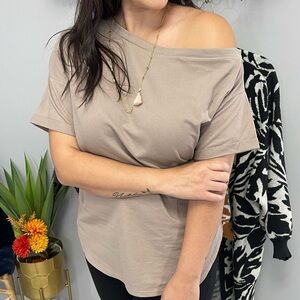 Tan Off-Shoulder Top